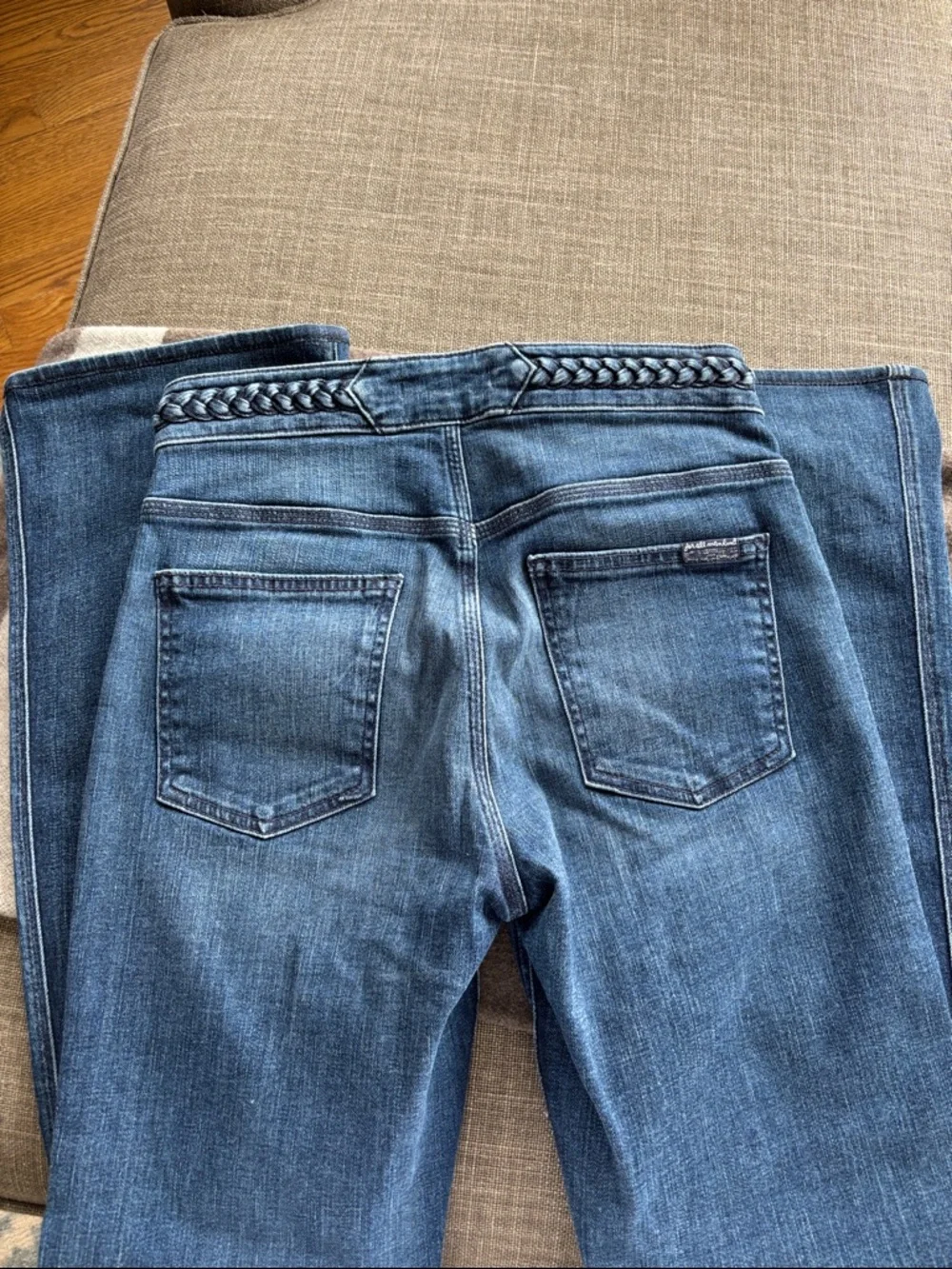 7 for All Mankind Sailor Flare Dark Blue Women's Jeans - Picture 4 of 4